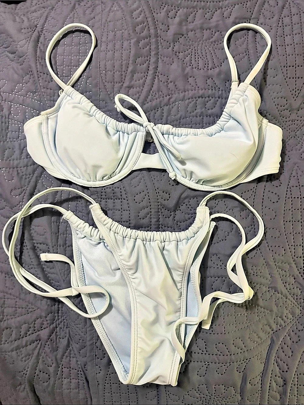 Xhilaration Women's Bikini Set light blue Small bottoms Large Top Like New